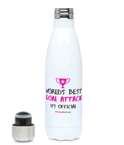 'World's Best Goal Attack' Netball Water Bottle 500ml